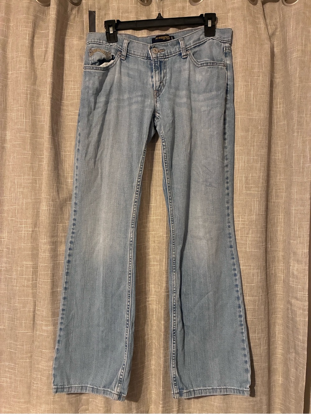 Levi's 524 Too Superlow Flare Jeans 9M Y2K Low Rise Embroidered Pocket Denim